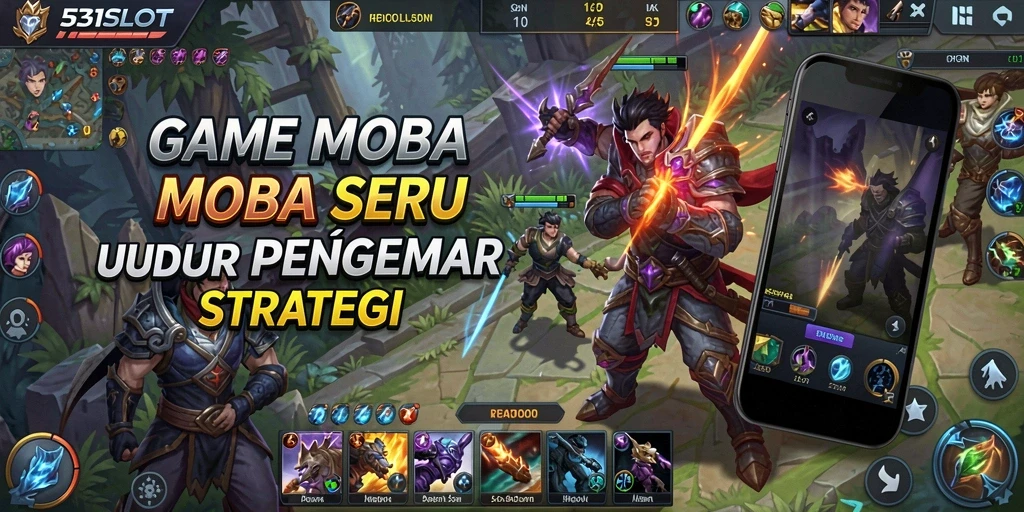Screenshot gameplay seru 531SLOT dengan aksi karakter MOBA.