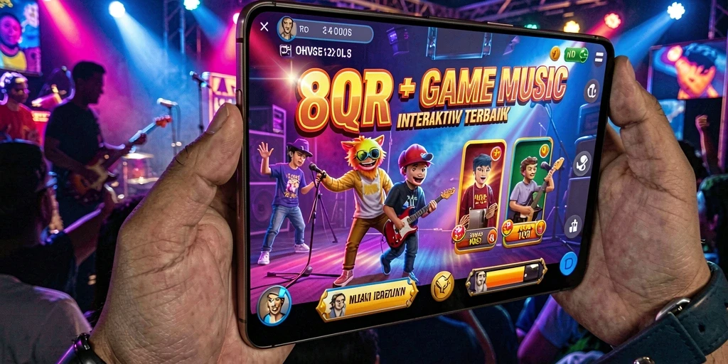 Screenshot gameplay 8QR dengan tampilan musik yang menawan.