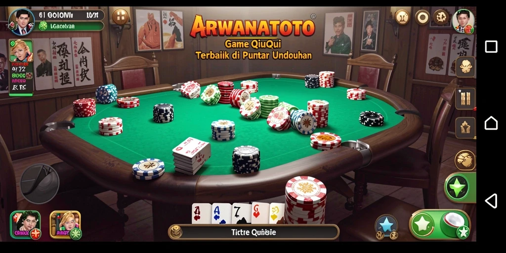 Tangkapan layar gameplay ARWANATOTO yang menampilkan keseruan QiuQiu.