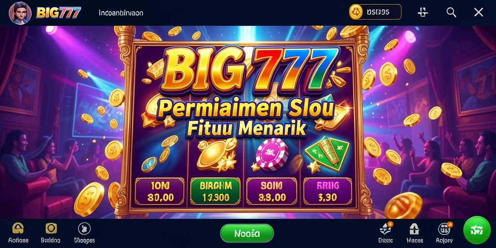 Tampilan gameplay <strong>BIG777</strong> dengan efek animasi yang menarik dan fitur slot yang beragam.