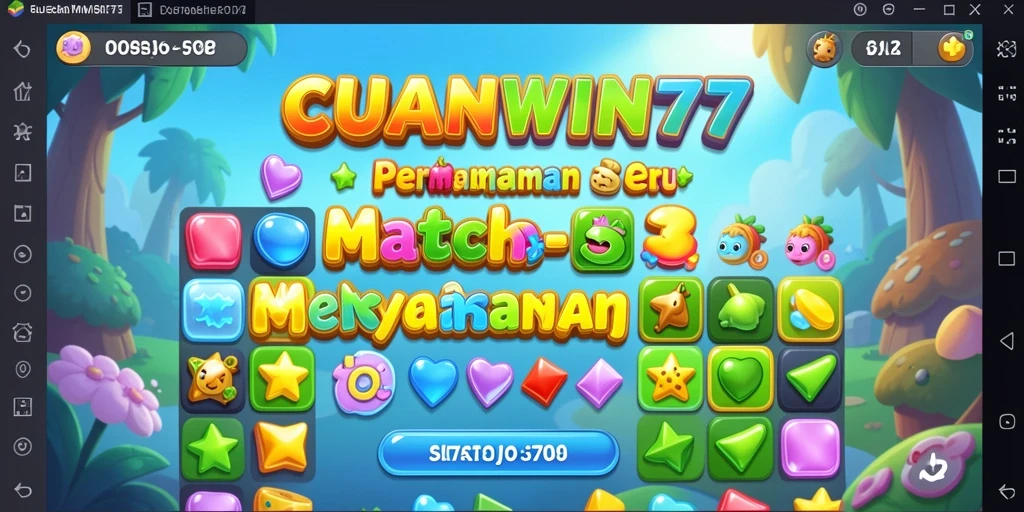 Screenshot gameplay CUANWIN77 menampilkan momen mencocokkan simbol Match-3.