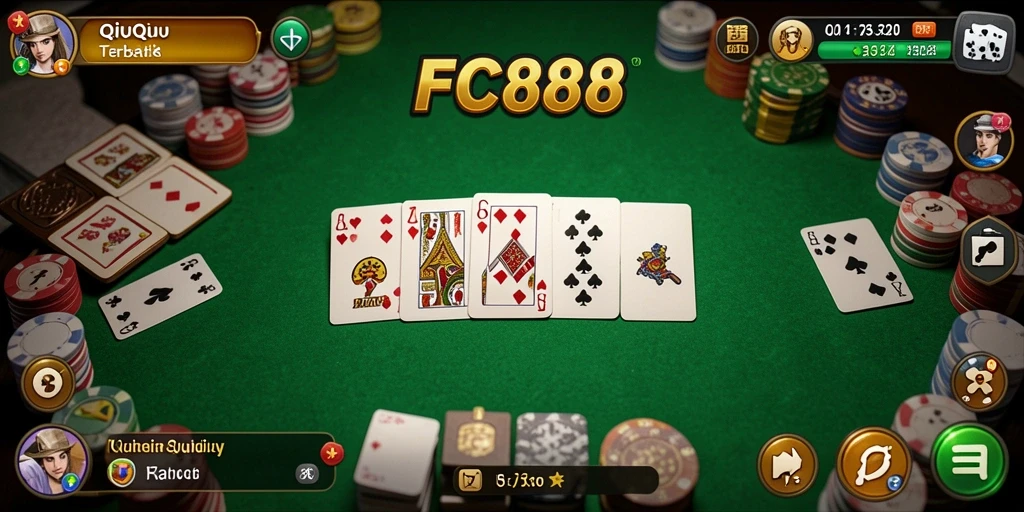 Screenshot gameplay FC888 menampilkan aksi seru permainan QiuQiu.