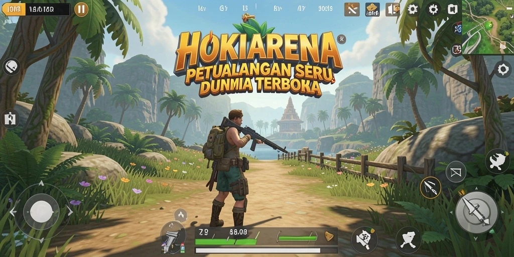Gameplay seru HOKIARENA di dunia terbuka yang penuh petualangan.