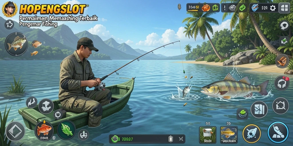 Gameplay seru HOPENGSLOT dalam memancing ikan.