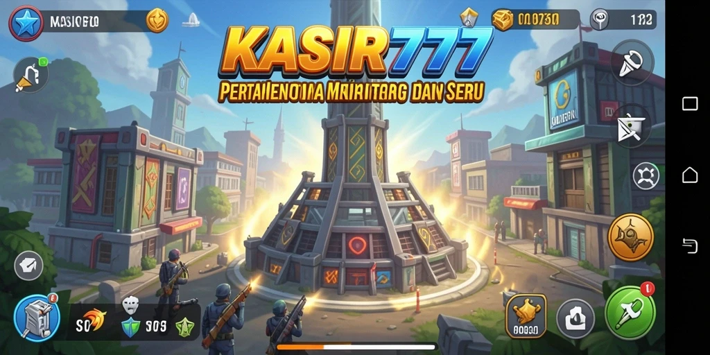 Tampilan gameplay menara bertahan yang menegangkan di KASIR777.