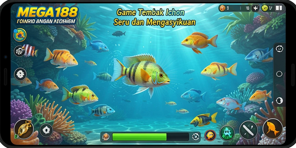 Tangkapan layar dari gameplay menembak ikan yang seru di MEGA188.
