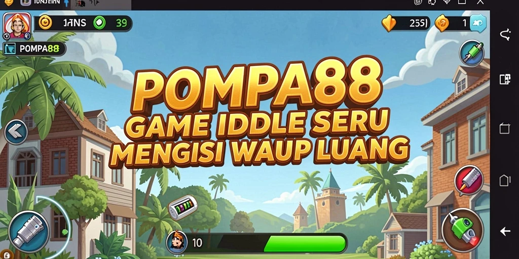 Screenshot gameplay POMPA88 menampilkan aksi dan kemajuan Idle yang menarik.