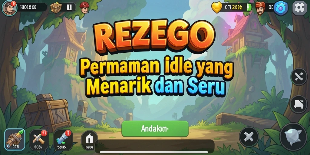 Tampilan gameplay seru dalam REZEGO yang menampilkan mekanisme Idle.