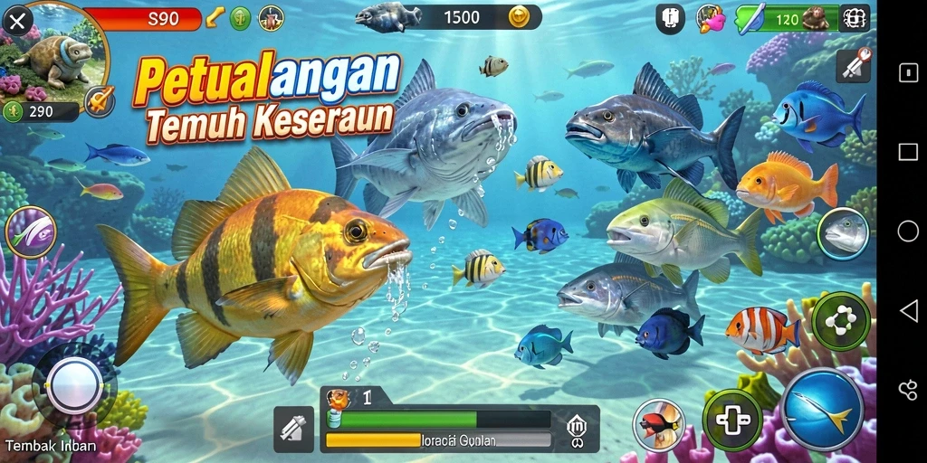 Screenshot gameplay S80 yang menunjukkan keseruan menembak ikan.