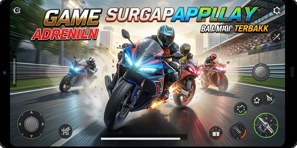 Tampilan seru gameplay balap motor di SURGAPLAY.