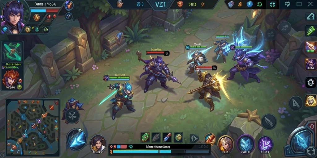Gameplay V21 yang seru dengan aksi taktis.