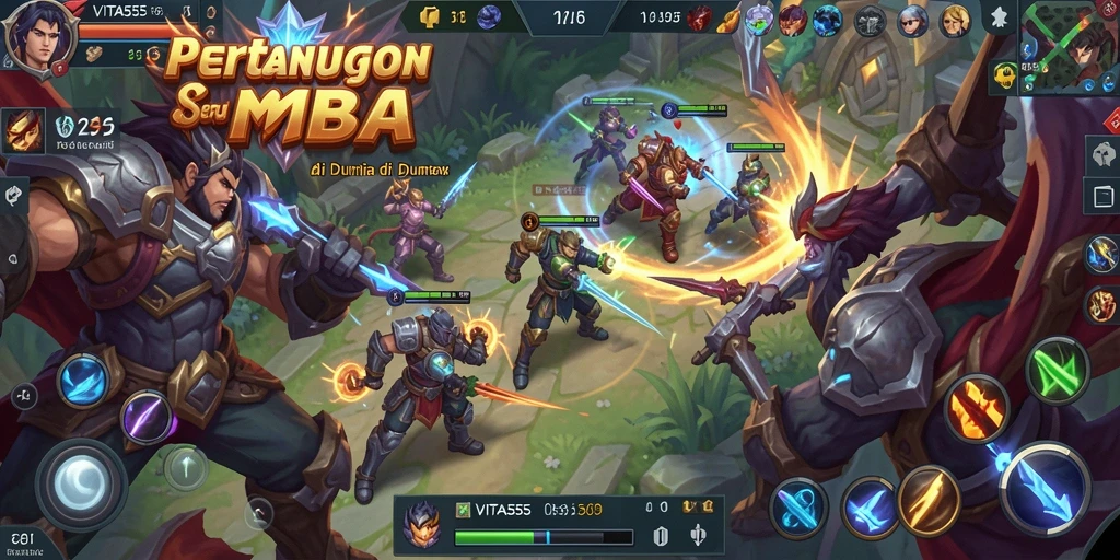 Tampilan gameplay seru di VITA555 dengan aksi MOBA yang mendebarkan.